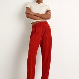Nwt! Lulus Sophisticated Company Rust Red Straight Leg Trouser Pants - Size S